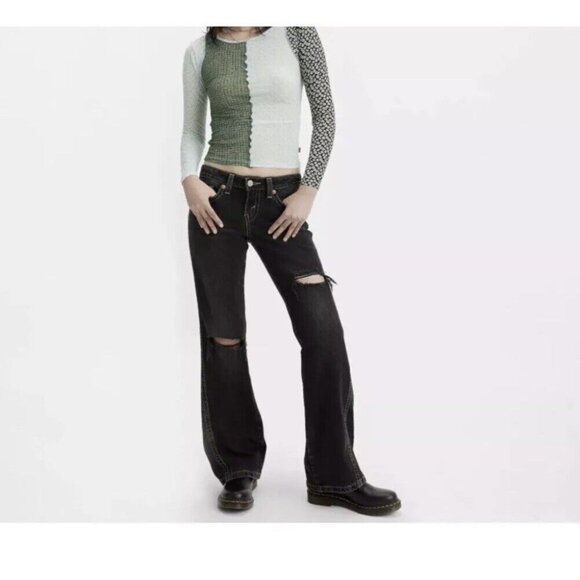 Levi’s Jeans Size 28x32 Women’s noughties Bootcut Distress  A Low Rise Blue New - Picture 1 of 14